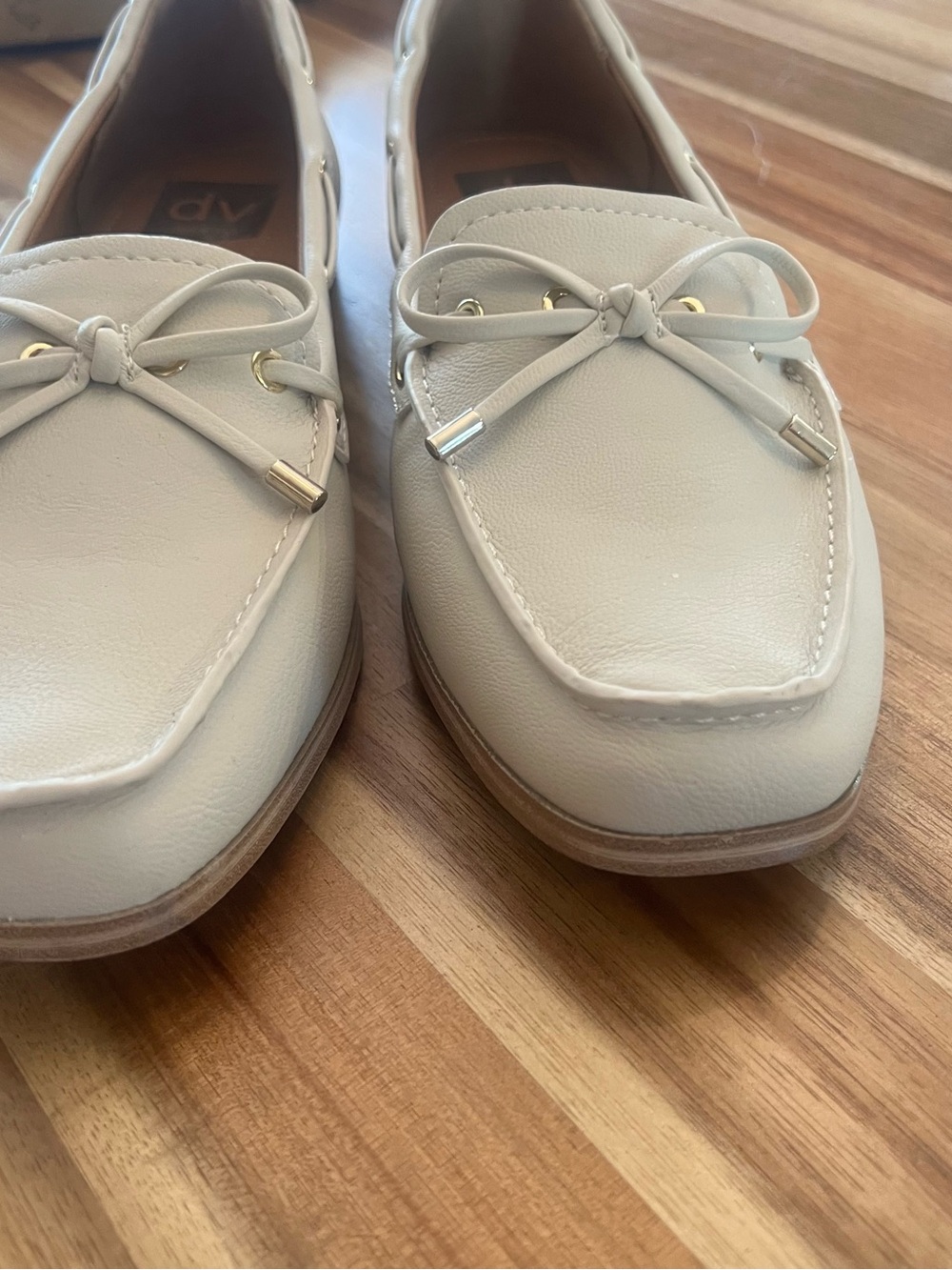 Dolce Vita Cream Leather Bow-Accent Loafers - Picture 5 of 7